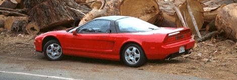 rear 3/4 view of an Honda NSX