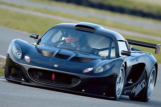 Lotus Sport Exige from the front, on the track