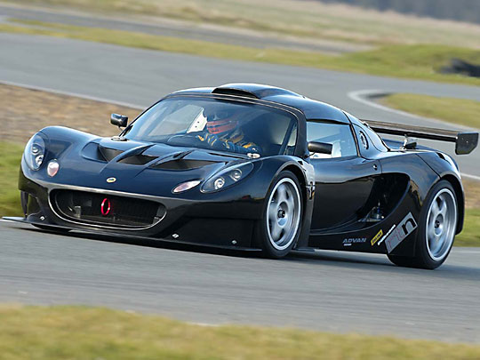 Lotus Sport Exige from the front, at speed