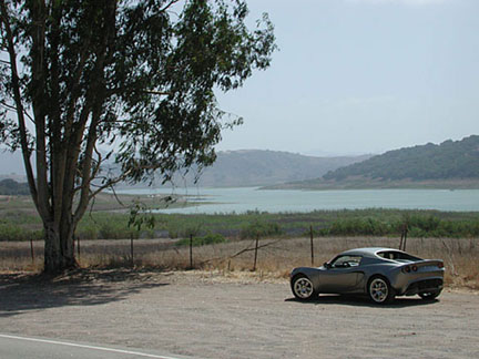 Elise in front of Ojai reservoir