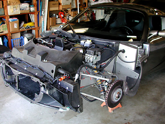 Lotus Elise with removed front clam, left