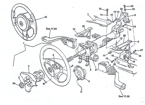 parts drawing for steering wheel of Lotus Elise