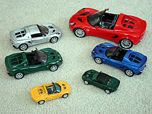 six models of the Lotus Elise