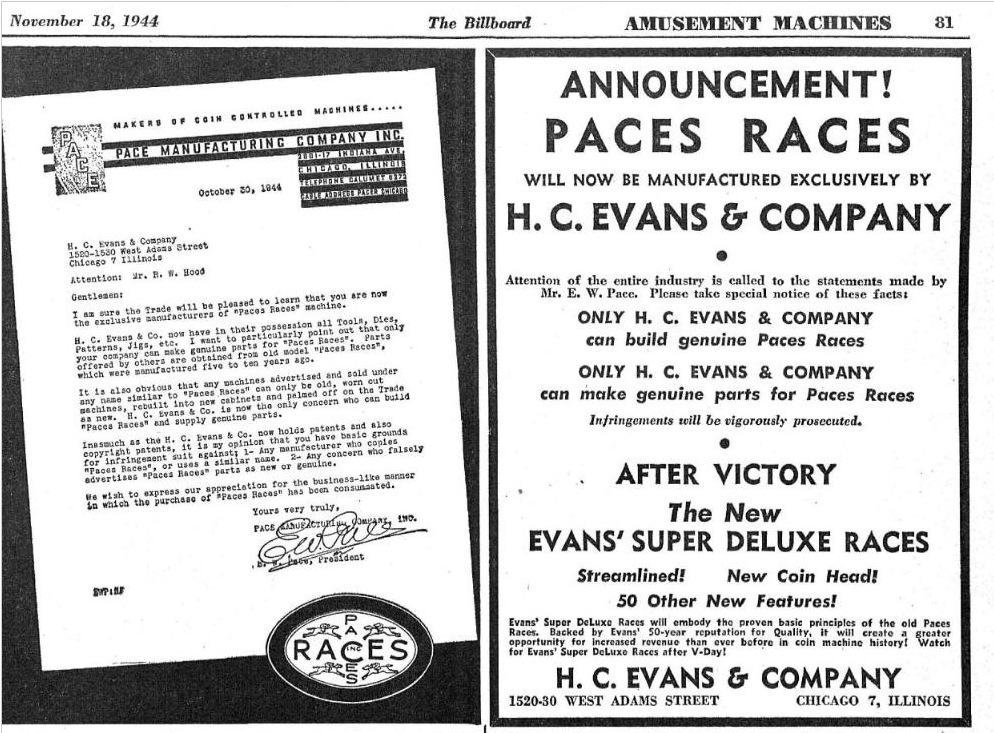 billboard about Evans Races